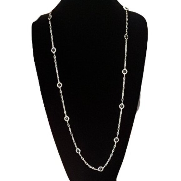 Tacori Sterling Silver & 18K Gold Black Lightening Onyx Station Necklace - LNC - Picture 3 of 8